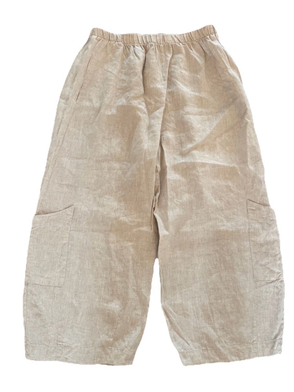 Bryn Walker Linen Casbah Pants Neutral Cargo Crop Women's Medium Lagenlook